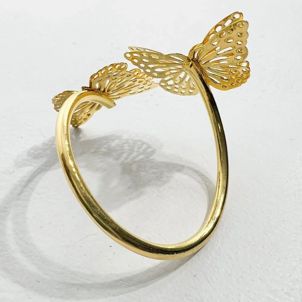 Napkin Rings Twin Butterfly Gold Tone Metal Set of 12 Dinner NEW